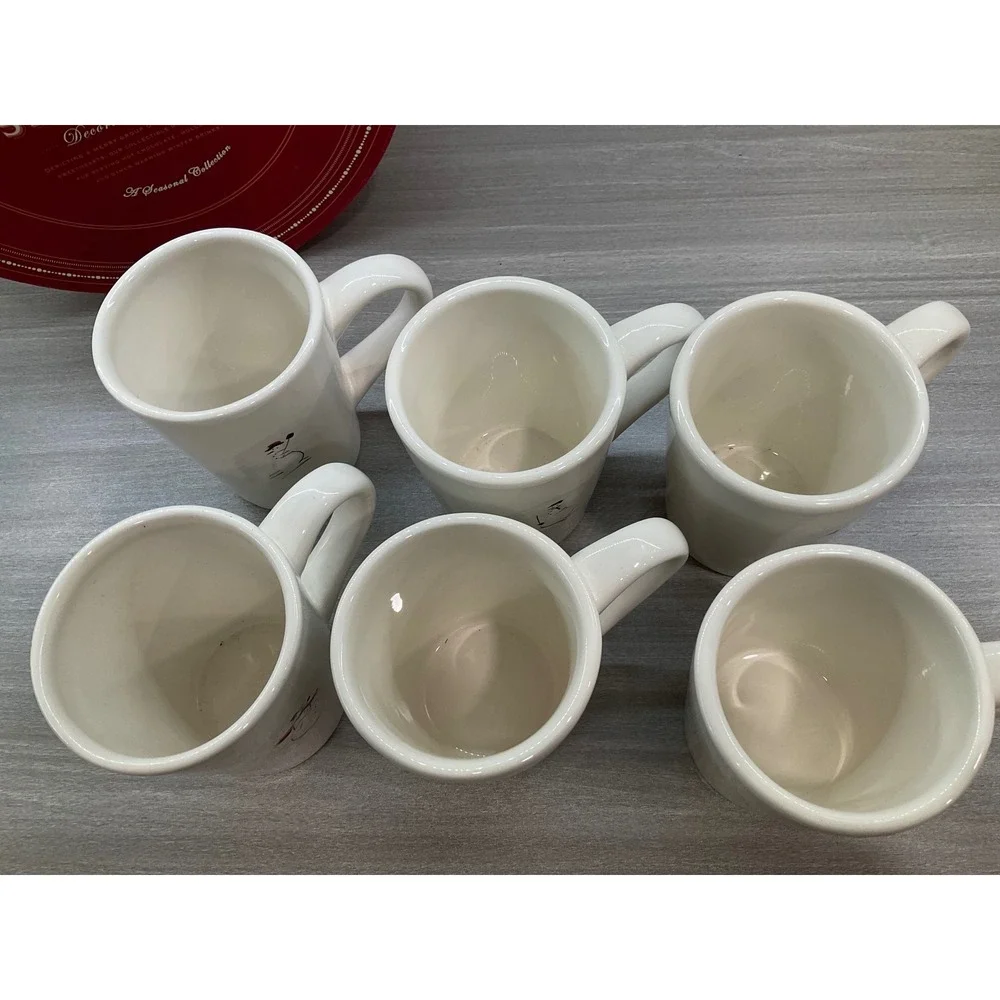 WILLIAMS SONOMA SET OF SIX ASSORTED DECORATIVE SNOWMAN MUGS